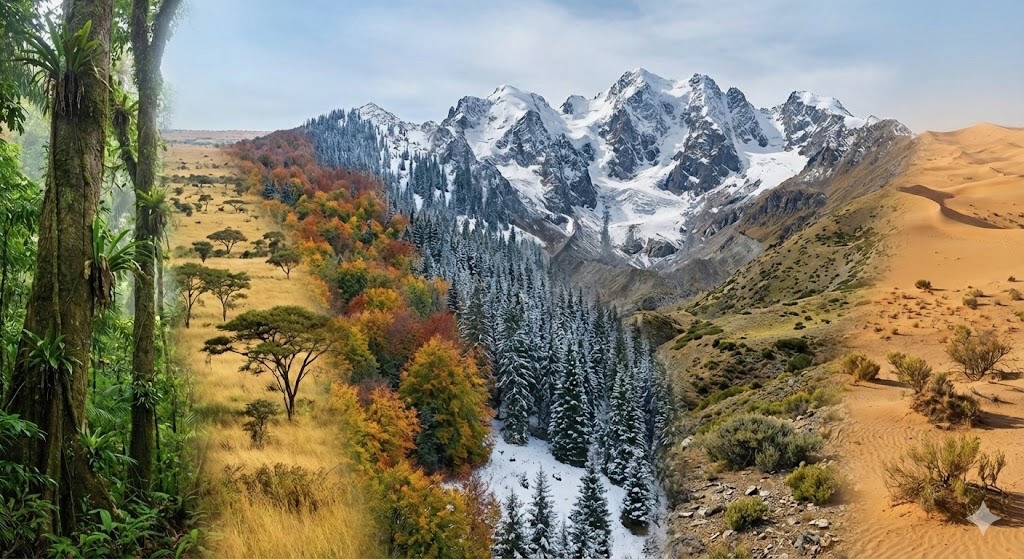 Biome transect from desert to alpine
